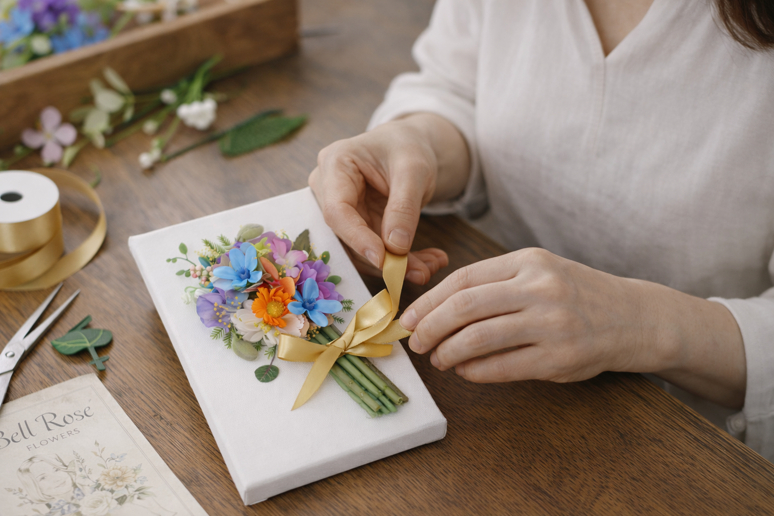 フラワーキャンバス女性手元